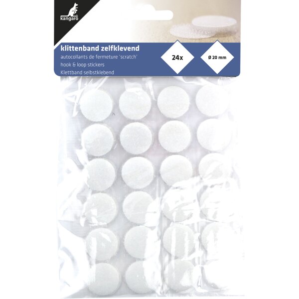 kangaro Pastille auto-agrippante, diam&egrave;tre: 20 mm, blanc