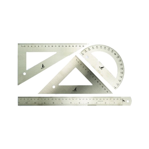 kangaro Kit de géométrie, inox, 4 pièces