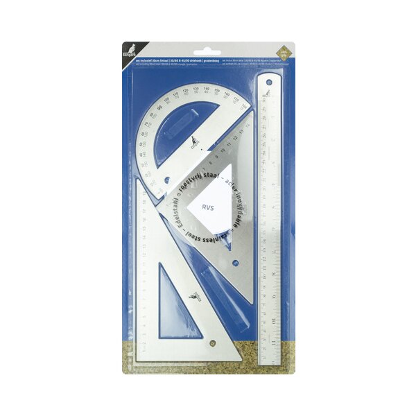 kangaro Kit de géométrie, inox, 4 pièces