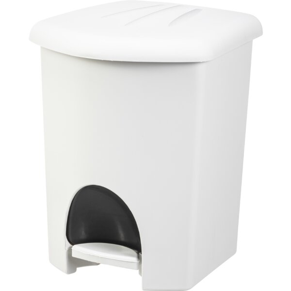 plast team Poubelle à pédale, 16 litres, blanc