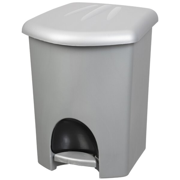 plast team Poubelle à pédale, 16 litres, blanc