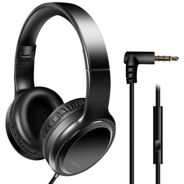 LogiLink Casque stéréo, avec microphone, noir