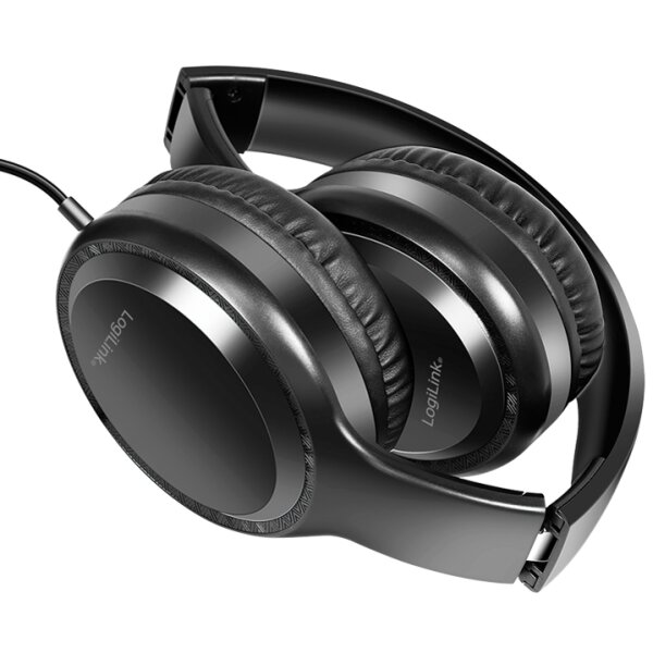 LogiLink Casque stéréo, avec microphone, noir