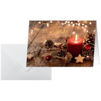 sigel Weihnachtskarte Red Christmas Candle, A6 quer (A5)