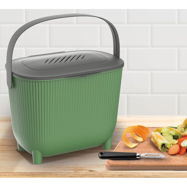 EDA Poubelle à compost avec filtre, vert/anthracite