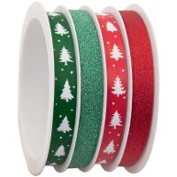 CACTUS Geschenkband-Multispule, 4-fach, rot grün