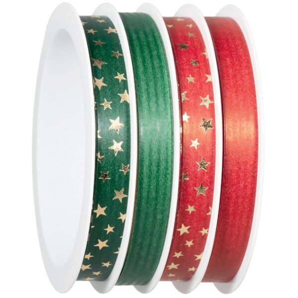 CACTUS Geschenkband-Multispule, 4-fach, rot grün