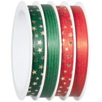 CACTUS Geschenkband-Multispule, 4-fach, rot grün