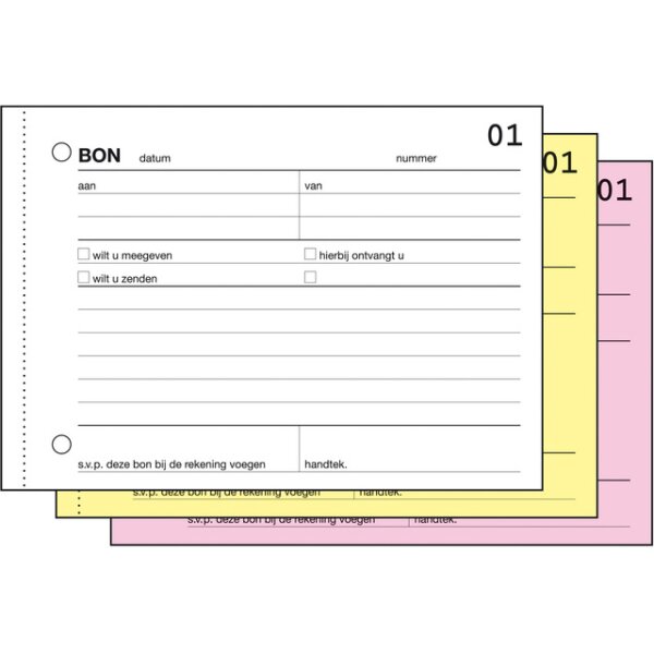 Expres Bonboekje, met carbon, A6 liggend, 3 x 50 vel