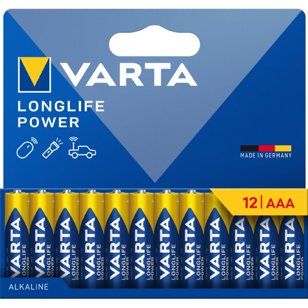 VARTA Pile alcaline LONGLIFE POWER, Micro AAA, pack de 10