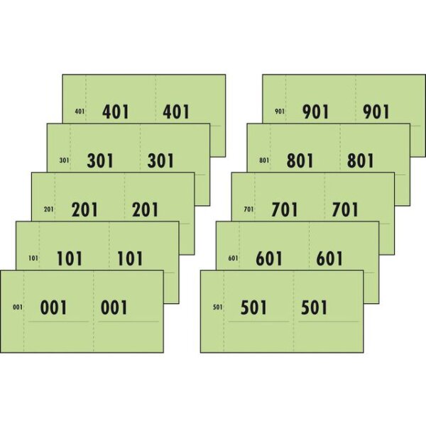 Expres Nummerblok 1-1000, 105 x 53 mm, groen