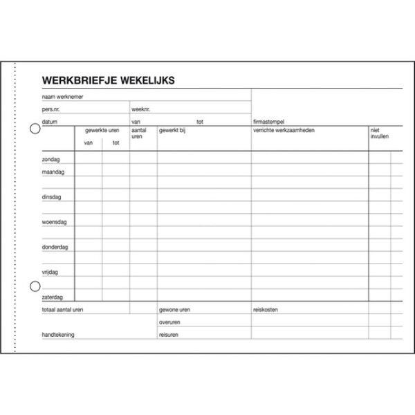 Expres Werkbriefje, blok met 50 vel, A5 liggend