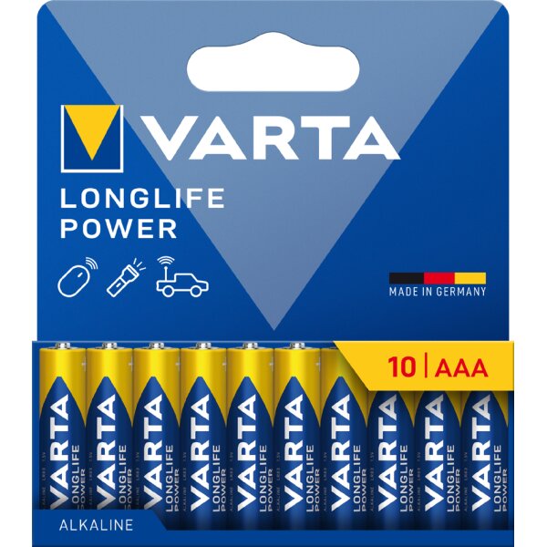 VARTA Pile alcaline LONGLIFE POWER, Micro AAA, pack de 12