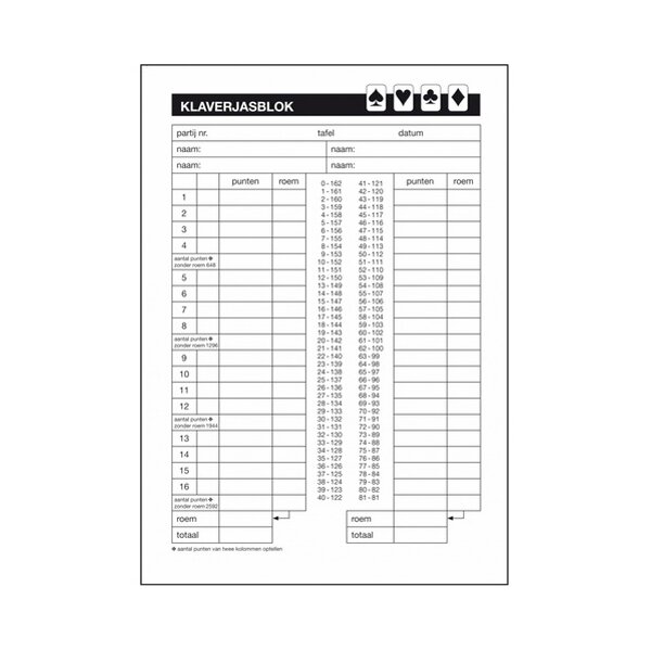 Expres Klaverjasblok, A5, 50 Vel