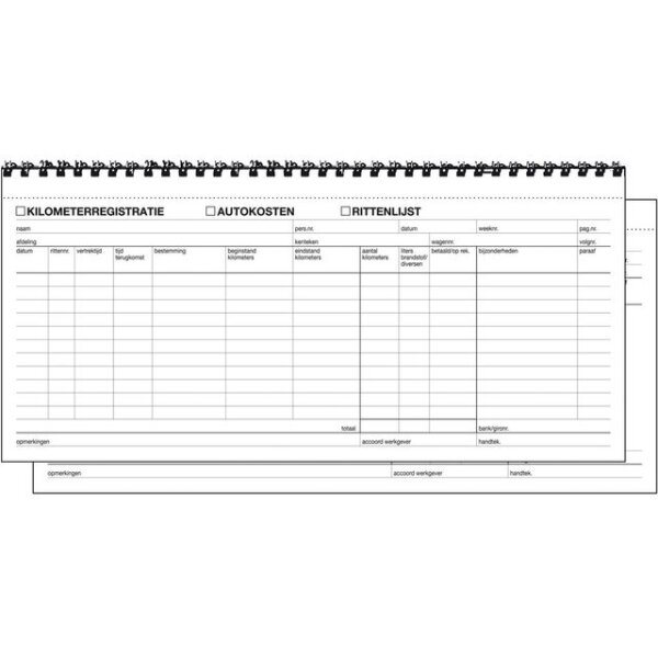 Expres Kilometerregistratie Autokosten, 2x 40 blad