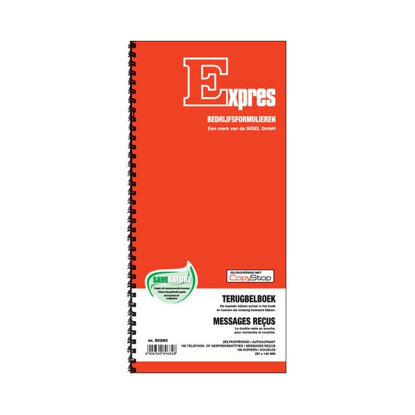 Expres Terugbelboek, zelfkopierend, 2 x 160 notities