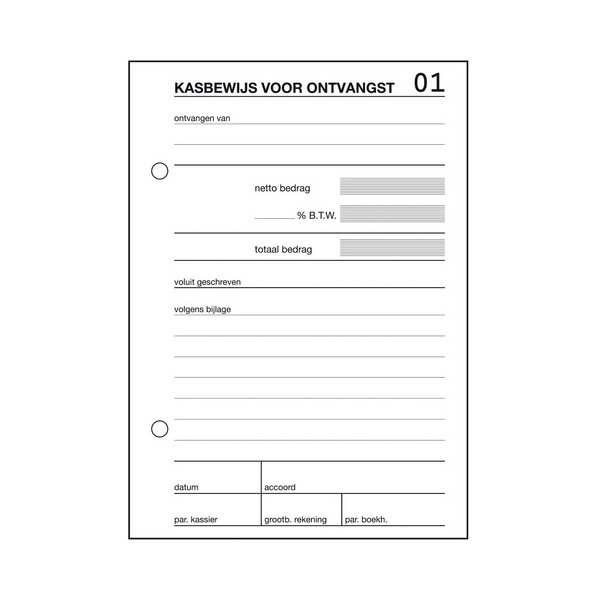 Expres Kasboek Ontvangst, A6 staand, 100 vel