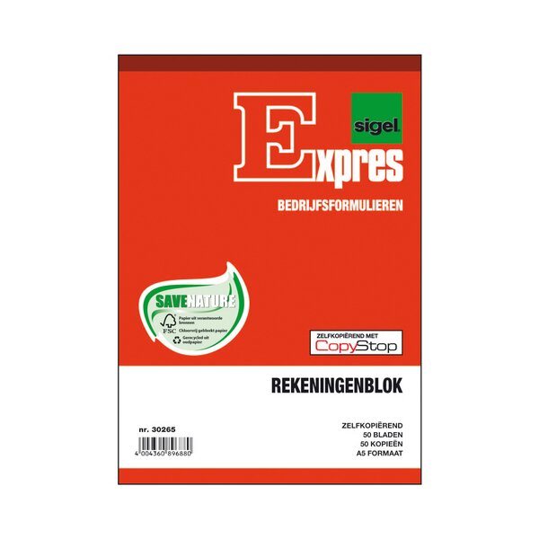 Expres Rekeningblok, zelfkopierend, A5 staand, 2 x 50 vel