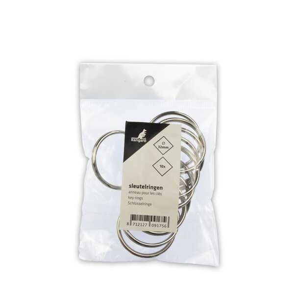 kangaro Schlüsselringe, Metall, Durchmesser: 30 mm, silber