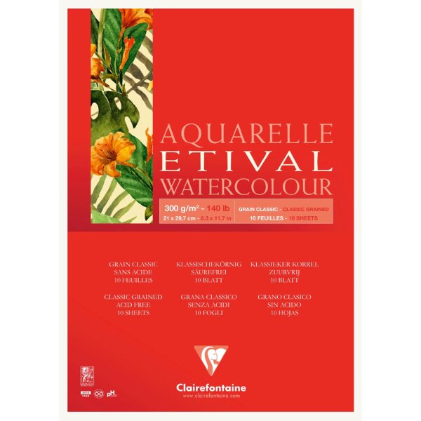 Clairefontaine Künstlerblock Aquarelle ETIVAL, DIN A4
