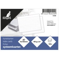 kangaro Fiches bristol, 105 x 750 mm, ligné, blanc