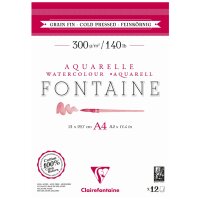 Clairefontaine Bloc de papier aquarelle FONTAINE, fin, A4