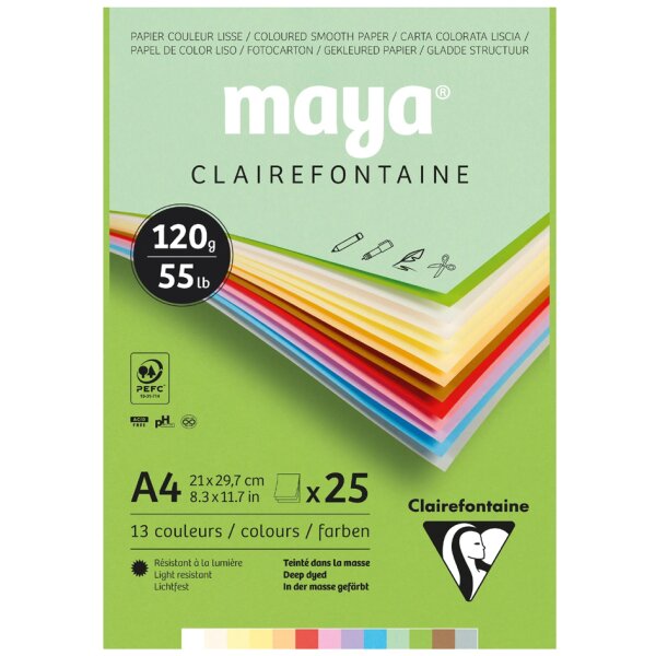 Clairefontaine Tonpapierblock MAYA, DIN A4, 185 g qm