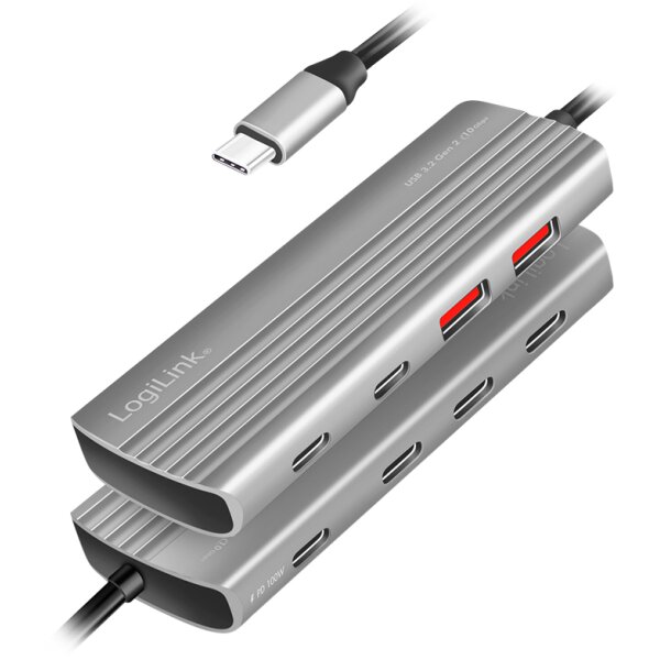 LogiLink USB 3.2 Ultra-Slim-Hub, 7-Port, 2x USB-A, 5x USB-C