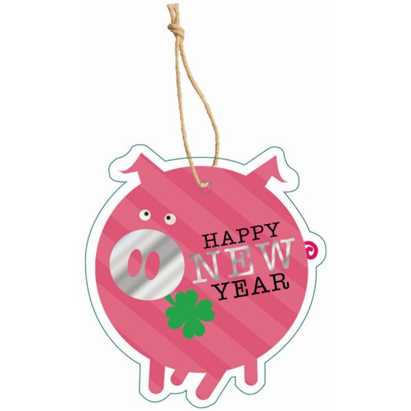 CACTUS Neujahrs-Geschenkanhänger "Glücksschwein"