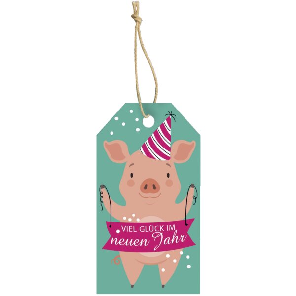 CACTUS Neujahrs-Geschenkanhänger "Glücksschwein"