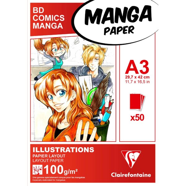 Clairefontaine Bloc de papier Layout MANGA ILLUSTRATIONS, A5