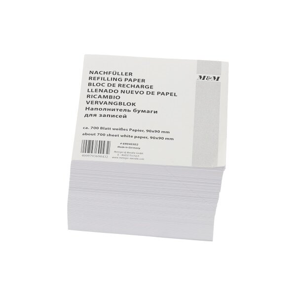 M&M Ersatzzettel Zettelbox 9x9cm 69040302 weiss 700 Blatt