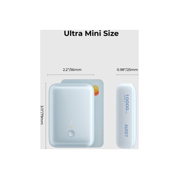 AUKEY Spark Mini 10000, 20W, PD,QC PB-Y55 BL Powerbank,Blue,USB-C,USB-A