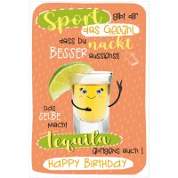 SUSY CARD Geburtstagskarte Wiggle Schnapsglas