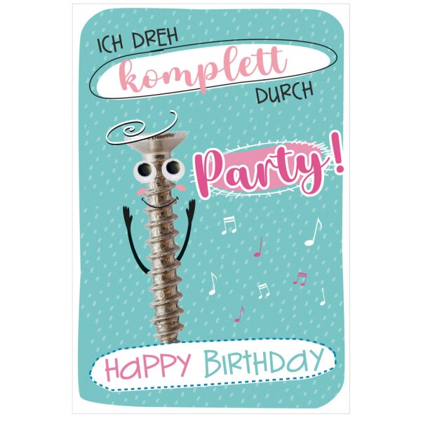 SUSY CARD Geburtstagskarte Wiggle "Schraube"