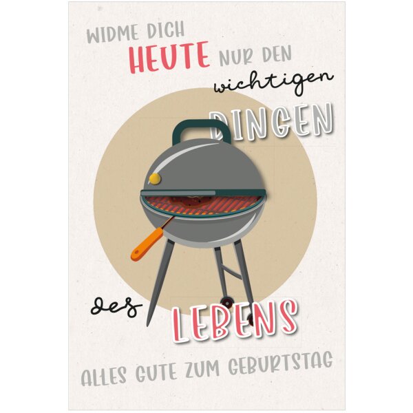 SUSY CARD Geburtstagskarte Round "Grill"