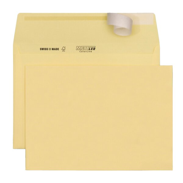 METTLER Enveloppe couleur C5 sans fenêtre jaune pastel 120g - 250 pièces