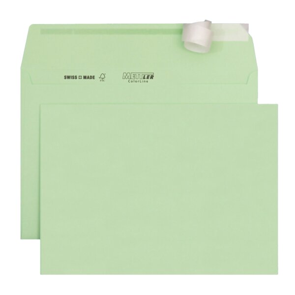 METTLER Couvert farbig C5 ohne Fenster Haftklebe mintgrün 120g - 250 Stück