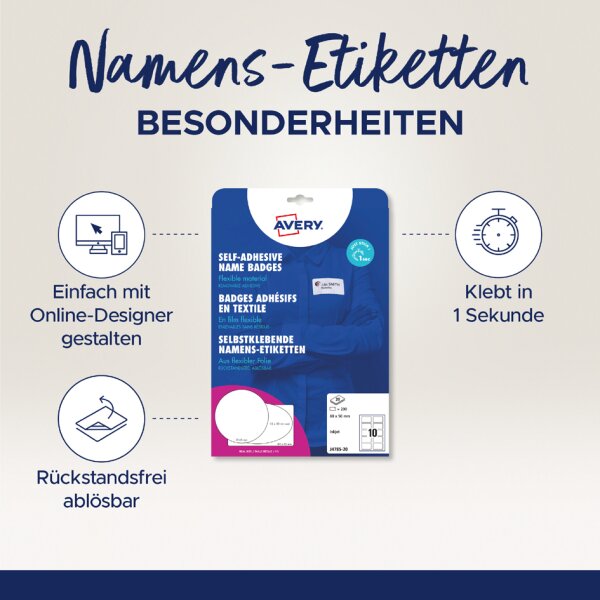 AVERY Zweckform Inkjet-Namens-Etiketten, 85 x 50 mm, oval