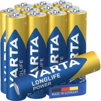 VARTA Pile alcaline LONGLIFE POWER, Micro AAA, 8 + 4