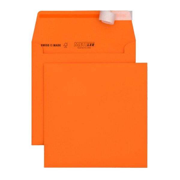 METTLER Couvert farbig 155 x 155 mm ohne Fenster Haftklebe orange 120g - 500 Stück