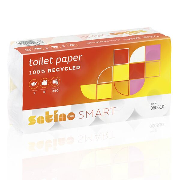 Satino Smart Toilettenpapier Recycling 2-lagig weiss - 1 Palette (2112 Rollen) inkl. Geschenk