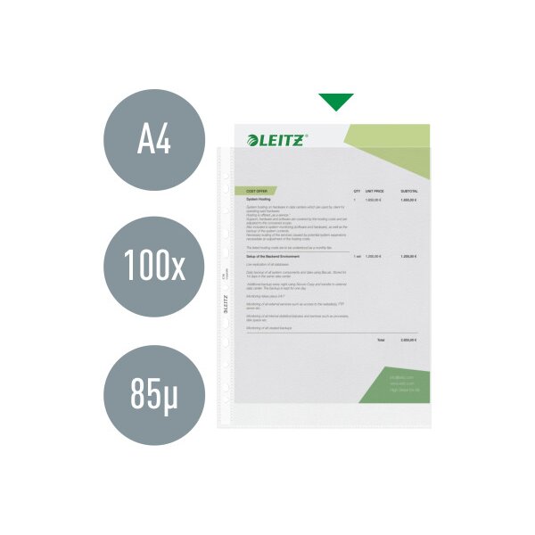 LEITZ Poches PP A4 47900000 grainée, 0,09 mm 100 pcs.
