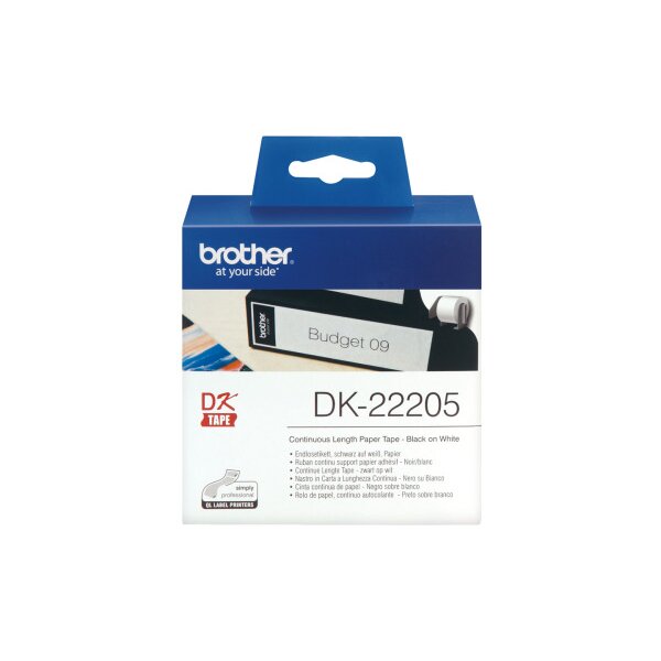 PTOUCH Endlos-Etiketten 62mmx30.48m DK-22205 QL-500/550 Papier Rolle