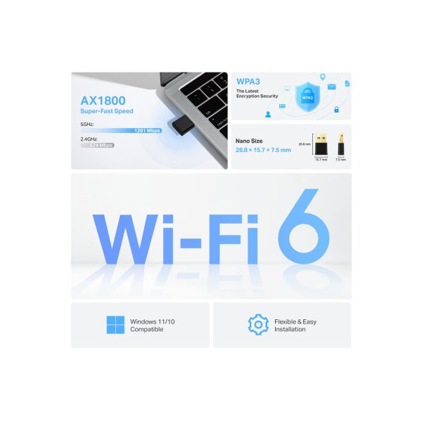 TP-LINK Nano DB WiFi 6 USB Adapter Archer TX20U Nano AX1800