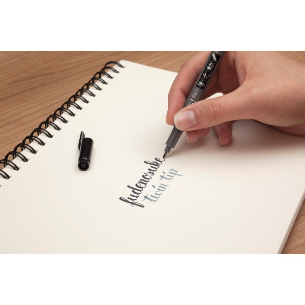 TOMBOW Marker Twin WS-TBS schwarz/grau, Fudenosuke