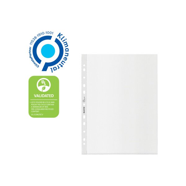 LEITZ Zeigetasche PP Recycle A4 47910003 transparent, 140my 100 Stück