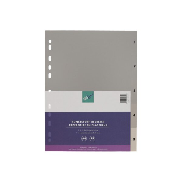 B&Uuml;ROLINE Register PP A4 40932 grau 1-5