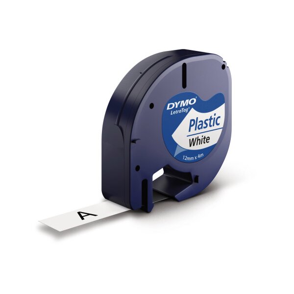 DYMO Ruban LetraTag blanc S0721660 Plastique 12mmx4m