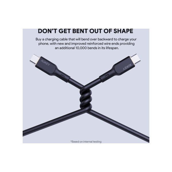 AUKEY Cable USB-C-to-C CB-SCC101 Silicone,1.0m,100W,Black